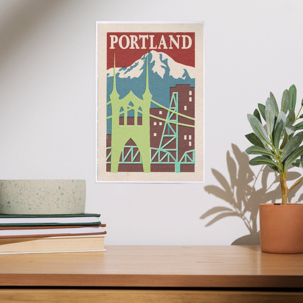 Portland, Oregon, Woodblock, Art & Giclee Prints Art Lantern Press 