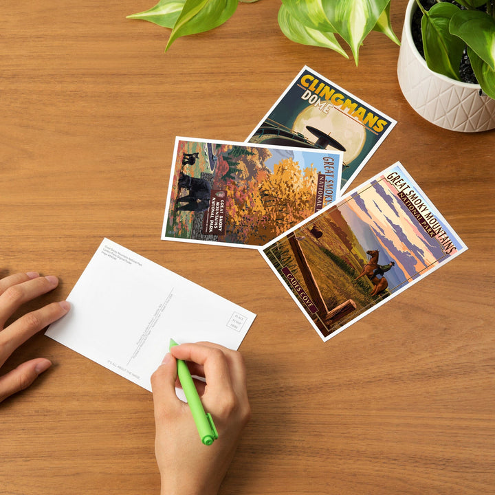 Postcards, Great Smoky Mountain National Park, Tennessee Set, 12 Different Original Hand Illustrated 4x6 Postcards by Lantern Press postcard packs Lantern Press 