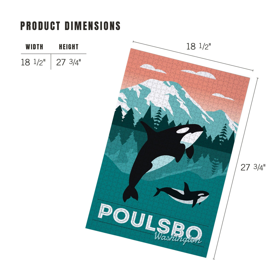 Poulsbo, Washington, Orca Whale and Calf, Go Freestyle, Jigsaw Puzzle Puzzle Lantern Press 