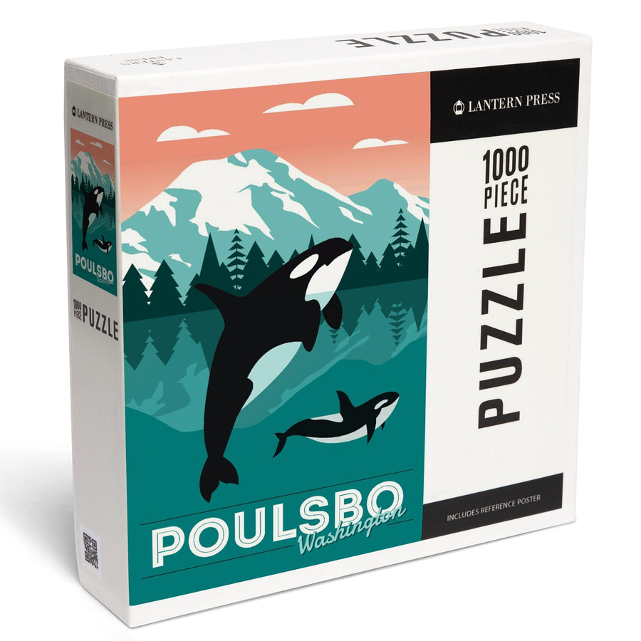 Poulsbo, Washington, Orca Whale and Calf, Go Freestyle, Jigsaw Puzzle Puzzle Lantern Press 