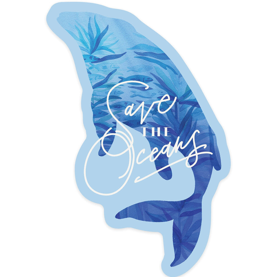 Preserve Our Planet Collection, Whale, Save The Oceans, Contour, Vinyl Sticker Sticker Lantern Press 