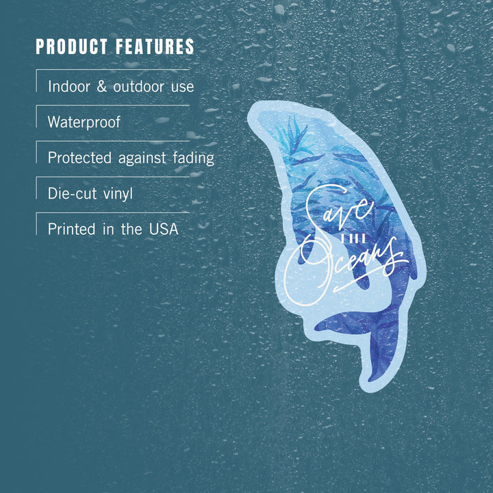 Preserve Our Planet Collection, Whale, Save The Oceans, Contour, Vinyl Sticker Sticker Lantern Press 