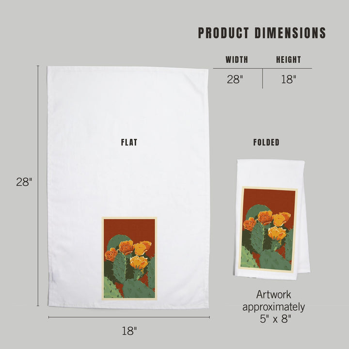 Prickly Pear Cactus, Letterpress, Organic Cotton Kitchen Tea Towels Kitchen Lantern Press 