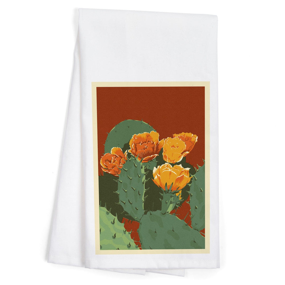 Prickly Pear Cactus, Letterpress, Organic Cotton Kitchen Tea Towels Kitchen Lantern Press 
