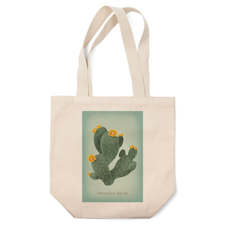 Prickly Pear with Yellow Flowers, Vintage Flora, Lantern Press Artwork, Tote Bag Totes Lantern Press 