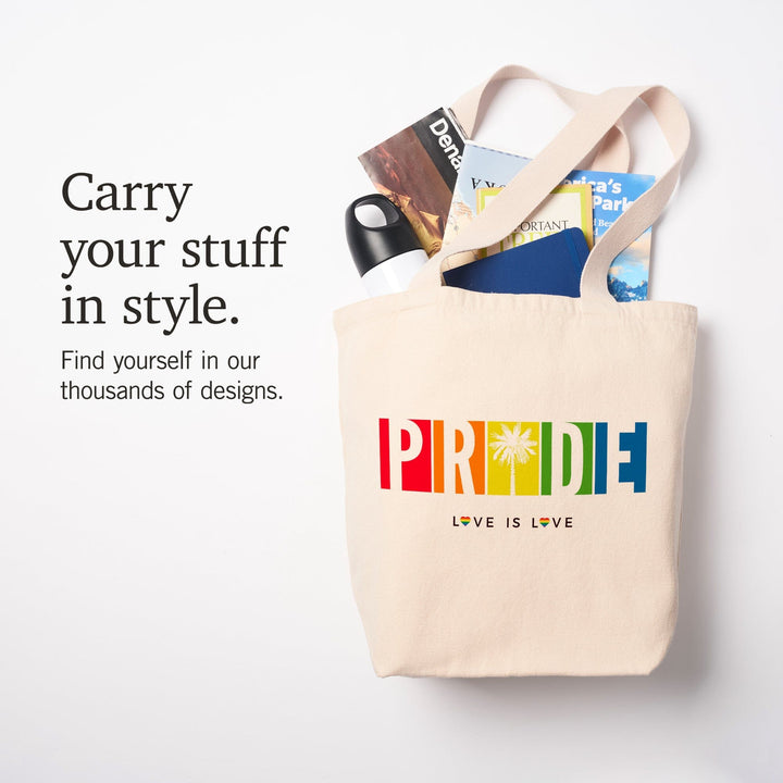 PRIDE, Color Block Design, Icon Boxes and Tree, Tote Bag Totes Lantern Press 