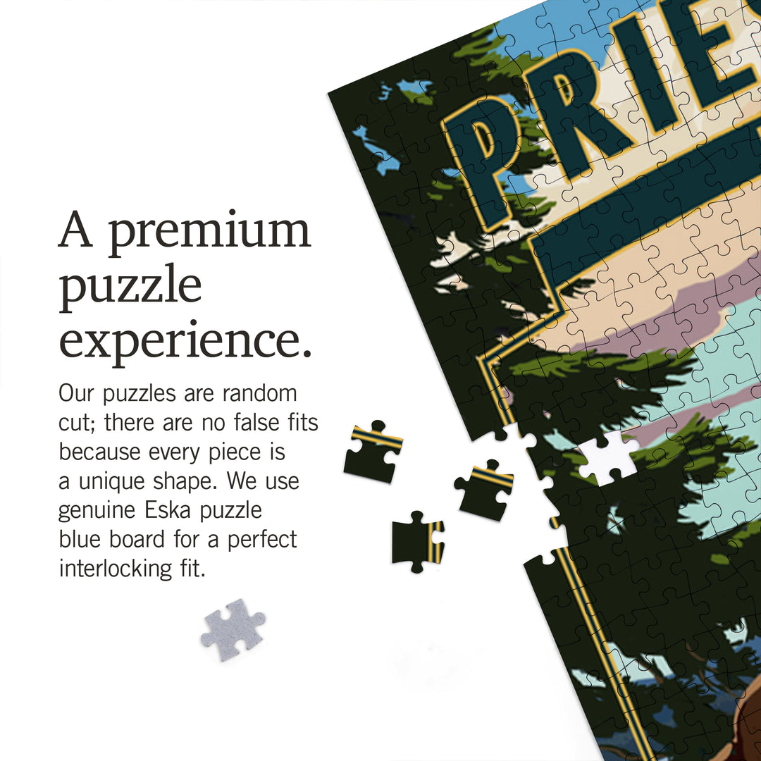 Priest Lake, Idaho, Chairs and Lake, Jigsaw Puzzle Puzzle Lantern Press 