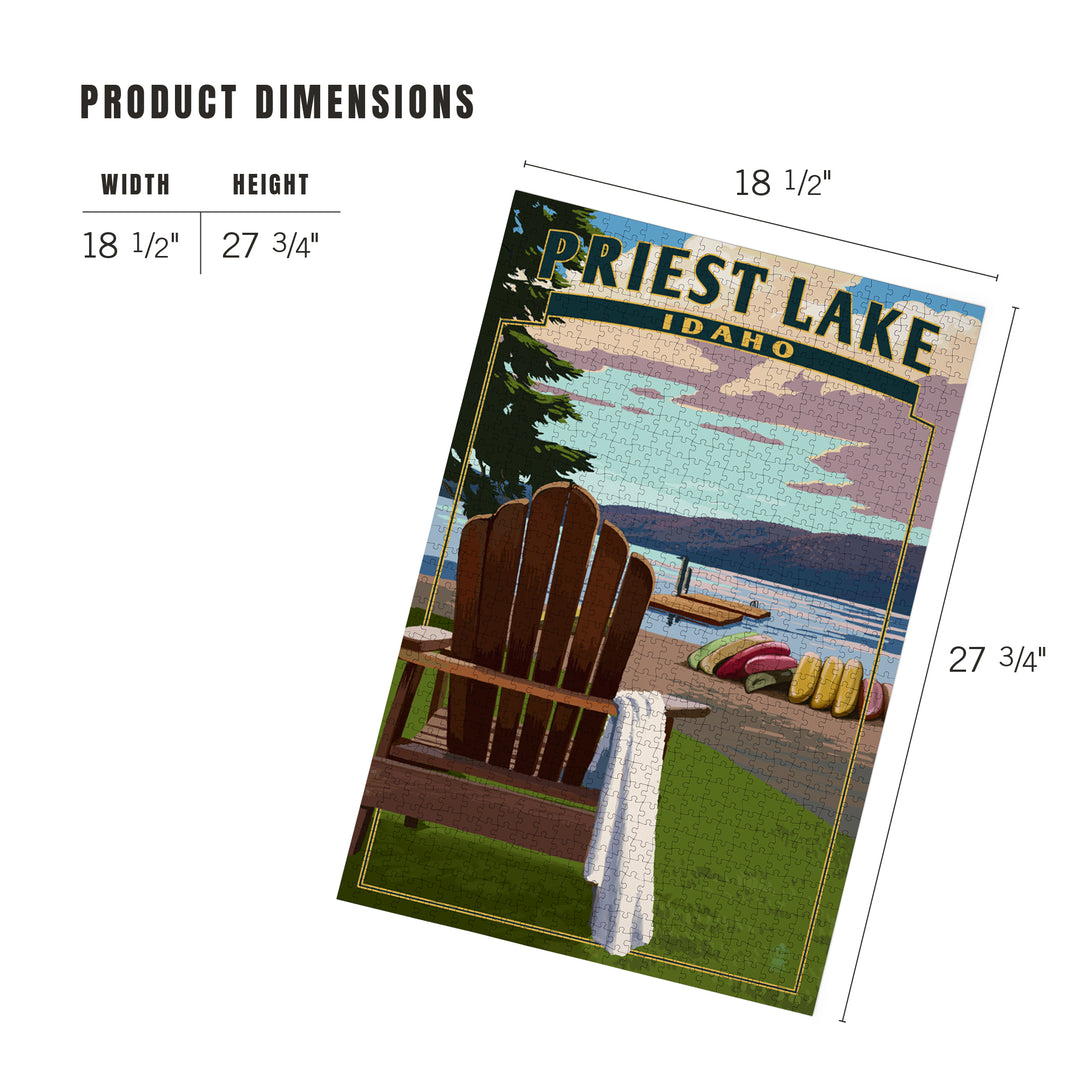 Priest Lake, Idaho, Chairs and Lake, Jigsaw Puzzle Puzzle Lantern Press 