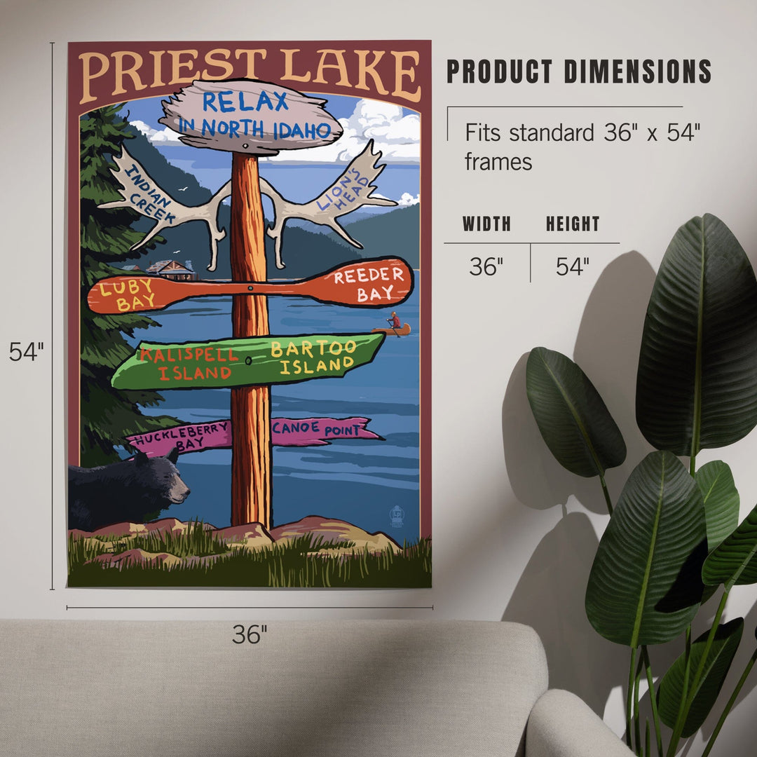 Priest Lake, Idaho, Destinations Sign, Art & Giclee Prints Art Lantern Press 