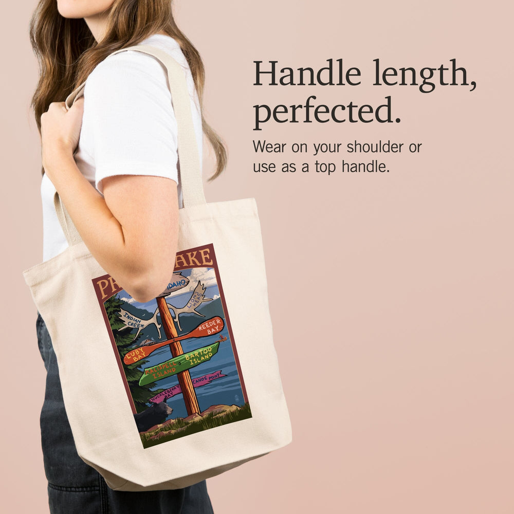 Priest Lake, Idaho, Destinations Sign, Tote Bag Totes Lantern Press 