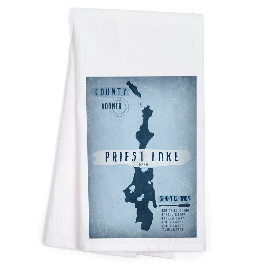 Priest Lake, Idaho, Lake Essentials, Shape, Acreage and County, Organic Cotton Kitchen Tea Towels Kitchen Lantern Press 