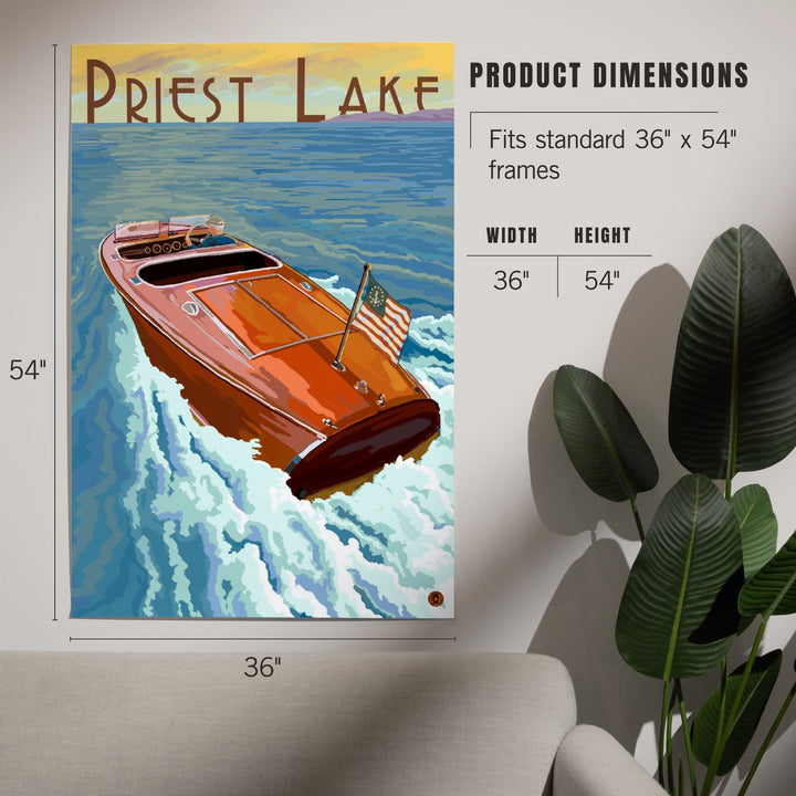 Priest Lake, Idaho, Wooden Boat, Art & Giclee Prints Art Lantern Press 