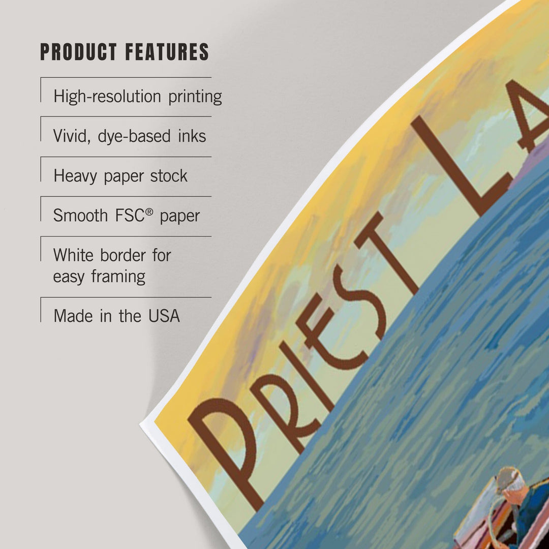 Priest Lake, Idaho, Wooden Boat, Art & Giclee Prints Art Lantern Press 