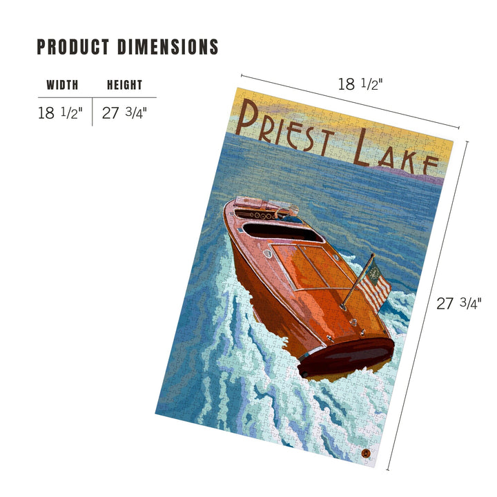Priest Lake, Idaho, Wooden Boat, Jigsaw Puzzle Puzzle Lantern Press 
