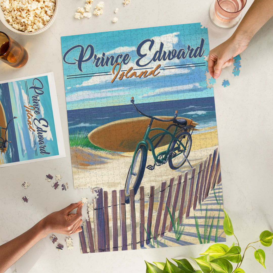 Prince Edward Island, Canada, Beach Cruiser on Beach, Jigsaw Puzzle Puzzle Lantern Press 