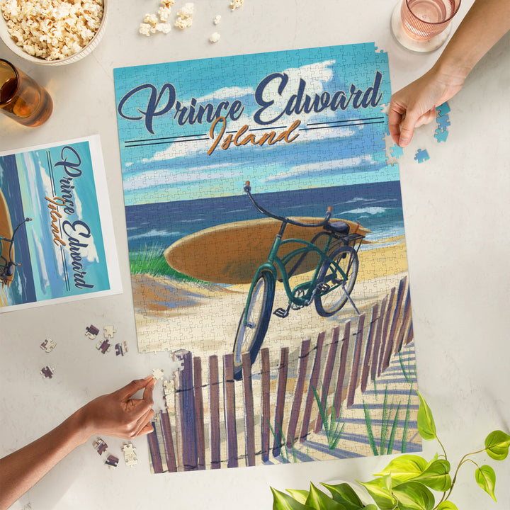 Prince Edward Island, Canada, Beach Cruiser on Beach, Jigsaw Puzzle Puzzle Lantern Press 