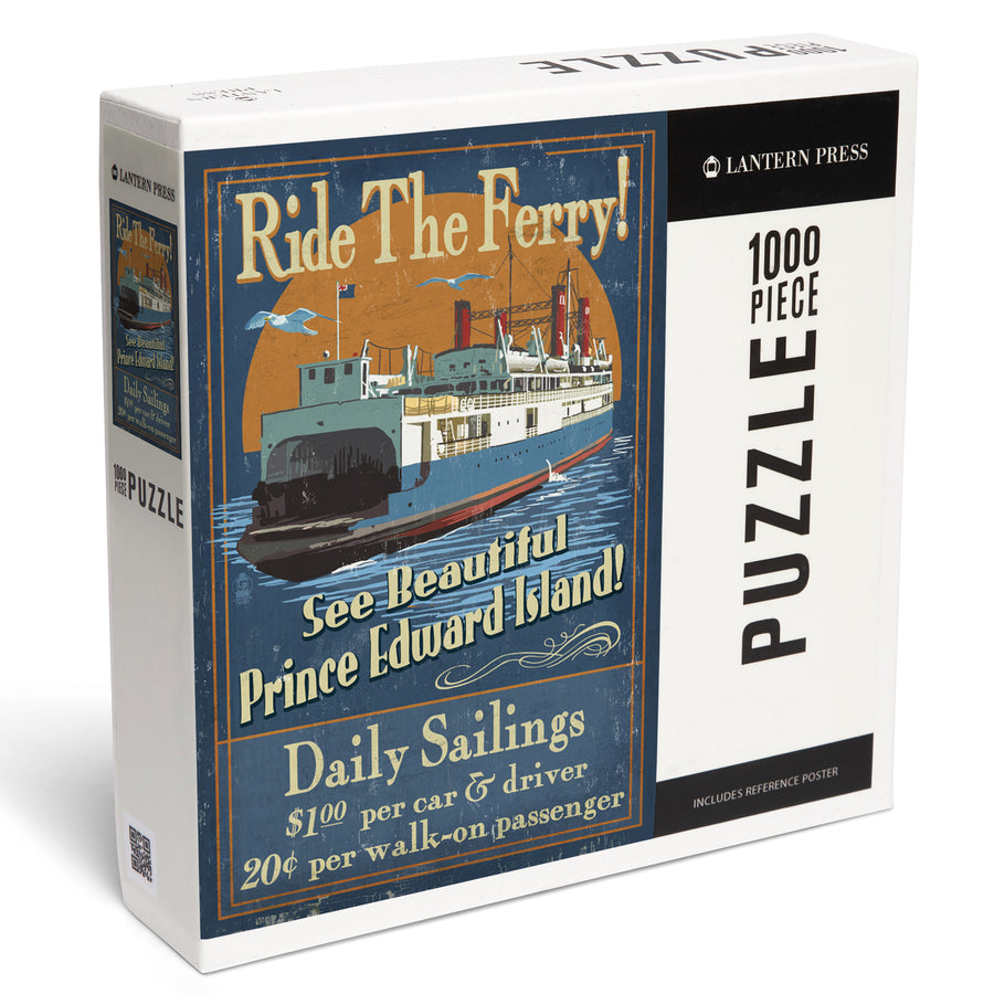 Prince Edward Island, Ferry Vintage Sign, Jigsaw Puzzle Puzzle Lantern Press 