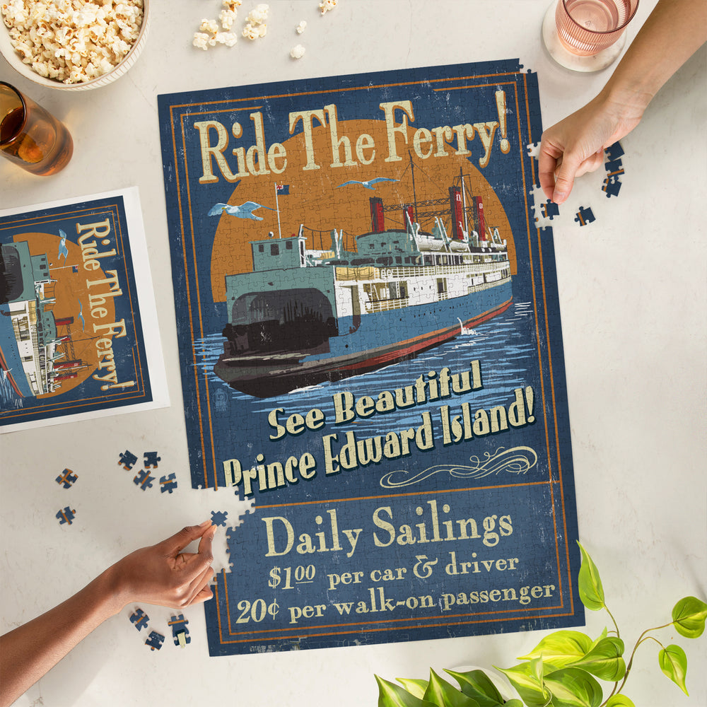 Prince Edward Island, Ferry Vintage Sign, Jigsaw Puzzle Puzzle Lantern Press 