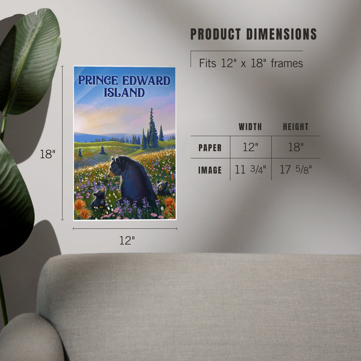 Prince Edward Island, Lithograph, Bear Family in Field, Art & Giclee Prints Art Lantern Press 
