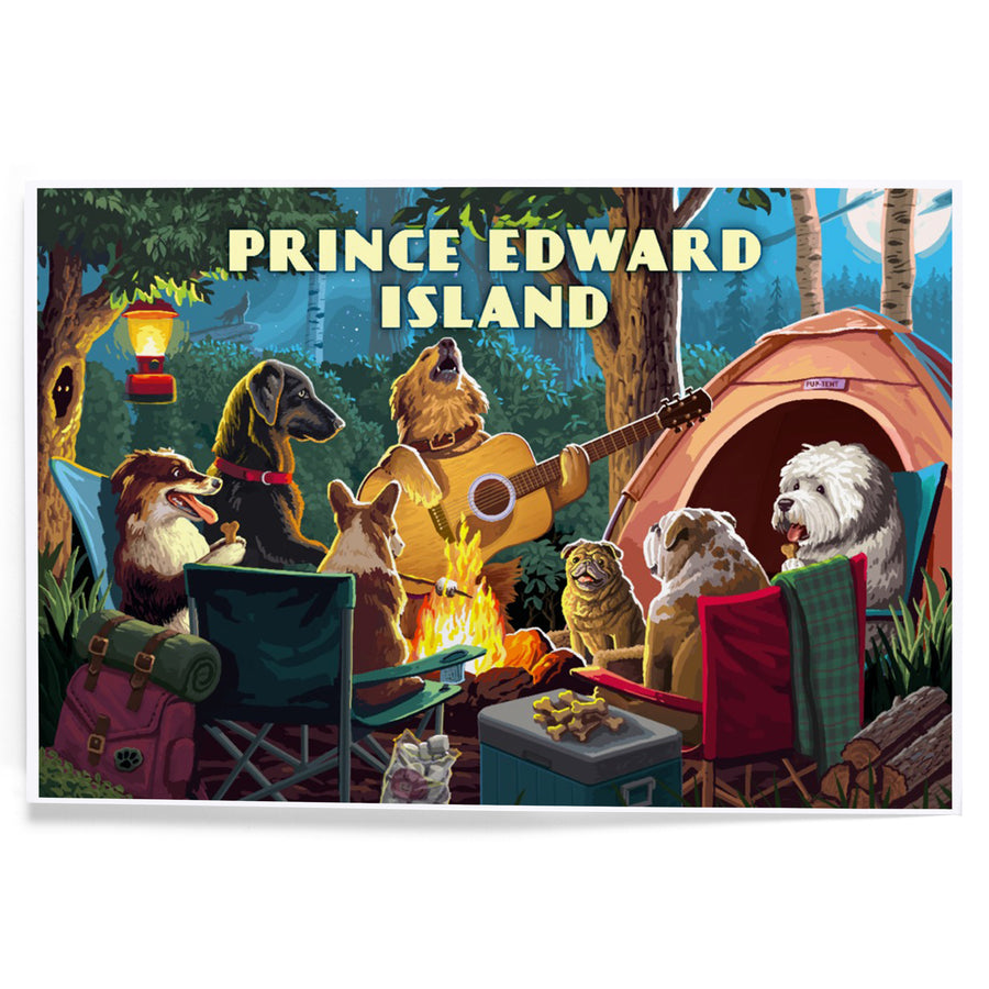 Prince Edward Island, Painterly, Pack Life, Dogs Around Campfire, Art & Giclee Prints Art Lantern Press 