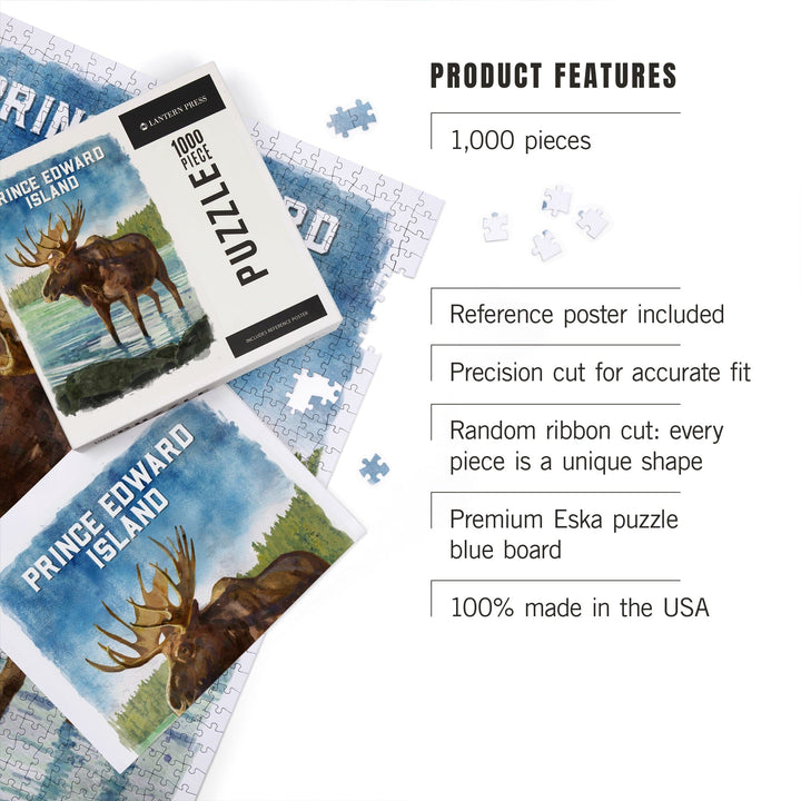 Prince Edward Island, Watercolor Study, Moose, Jigsaw Puzzle Puzzle Lantern Press 