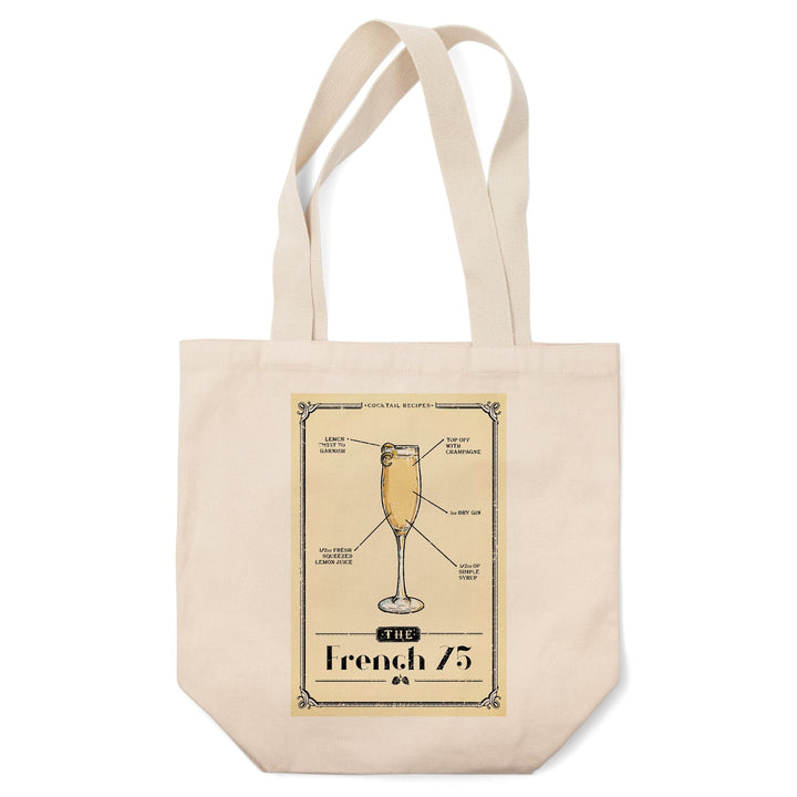 Prohibition, Cocktail Recipe, French 75, Tote Bag Totes Lantern Press 