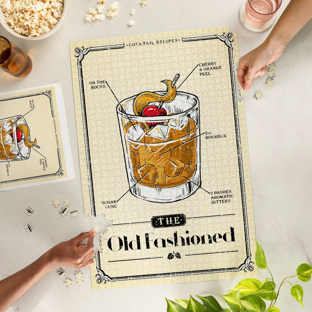 Prohibition, Cocktail Recipe, Old Fashioned, Jigsaw Puzzle Puzzle Lantern Press 