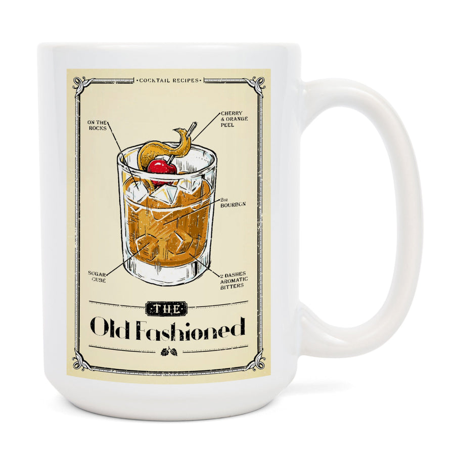 Prohibition, Cocktail Recipe, Old Fashioned, Lantern Press Artwork, Ceramic Mug Mugs Lantern Press 
