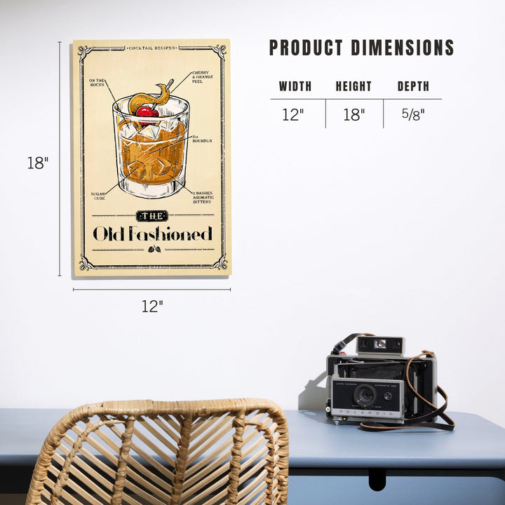 Prohibition, Cocktail Recipe, Old Fashioned, Lantern Press Artwork, Wood Signs and Postcards Wood Lantern Press 