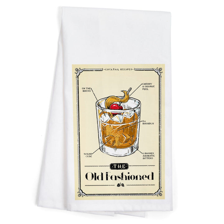 Prohibition, Cocktail Recipe, Old Fashioned, Organic Cotton Kitchen Tea Towels Kitchen Lantern Press 