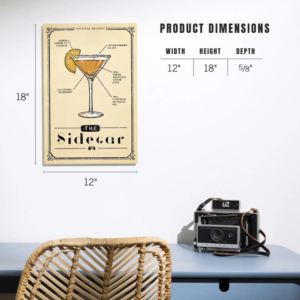 Prohibition, Cocktail Recipe, Sidecar, Lantern Press Artwork, Wood Signs and Postcards Wood Lantern Press 