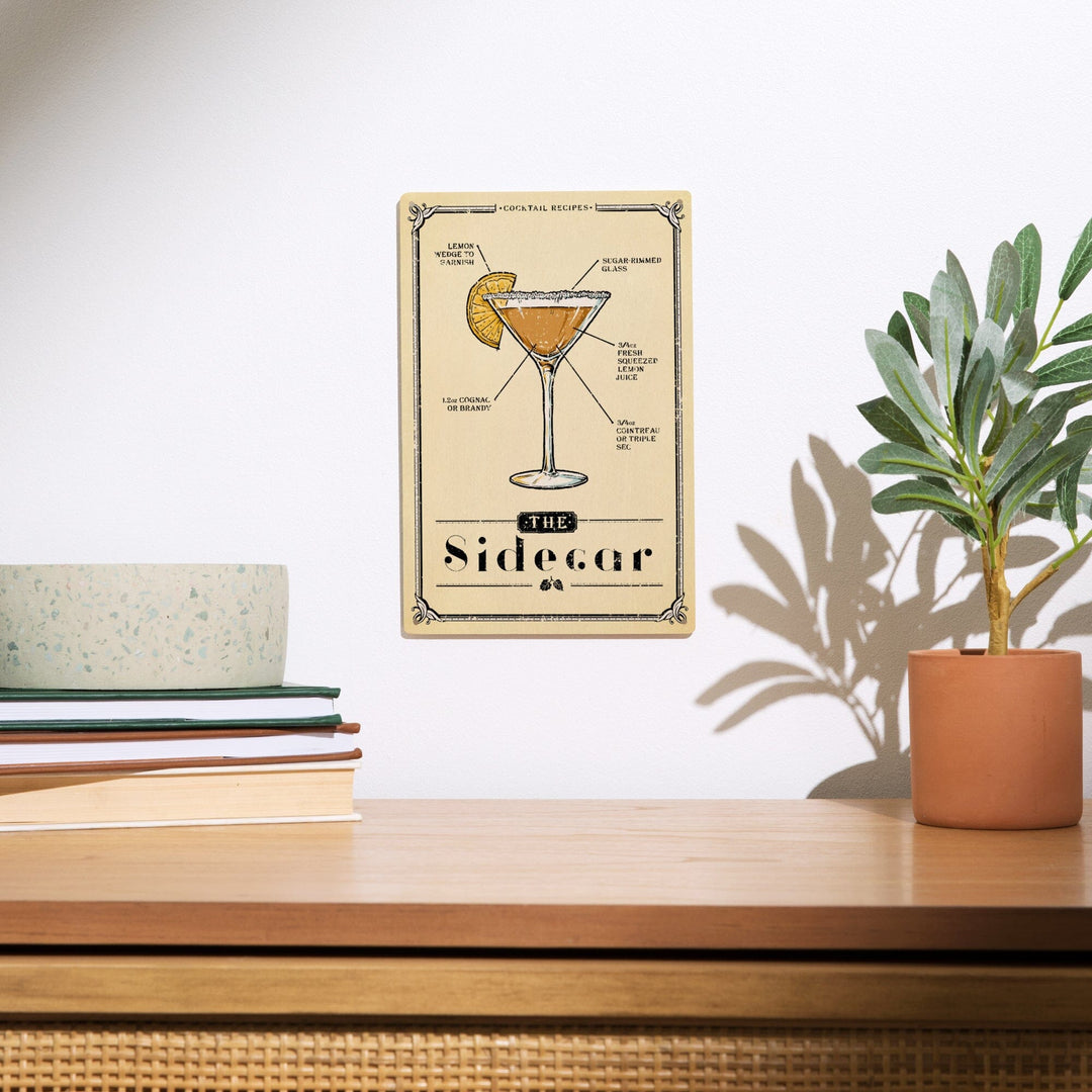 Prohibition, Cocktail Recipe, Sidecar, Lantern Press Artwork, Wood Signs and Postcards Wood Lantern Press 