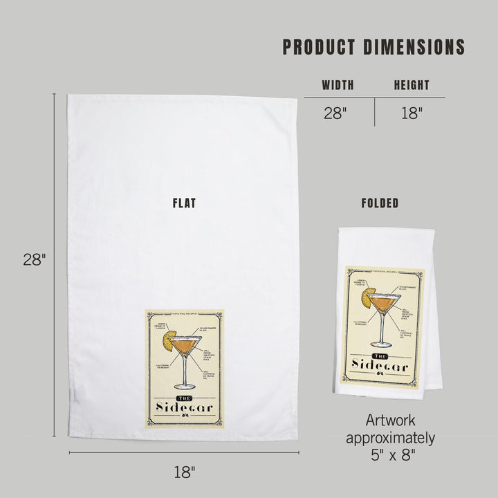 Prohibition, Cocktail Recipe, Sidecar, Organic Cotton Kitchen Tea Towels Kitchen Lantern Press 