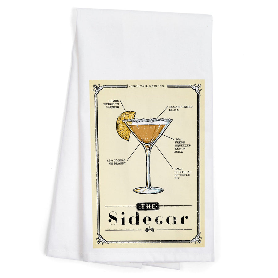 Prohibition, Cocktail Recipe, Sidecar, Organic Cotton Kitchen Tea Towels Kitchen Lantern Press 