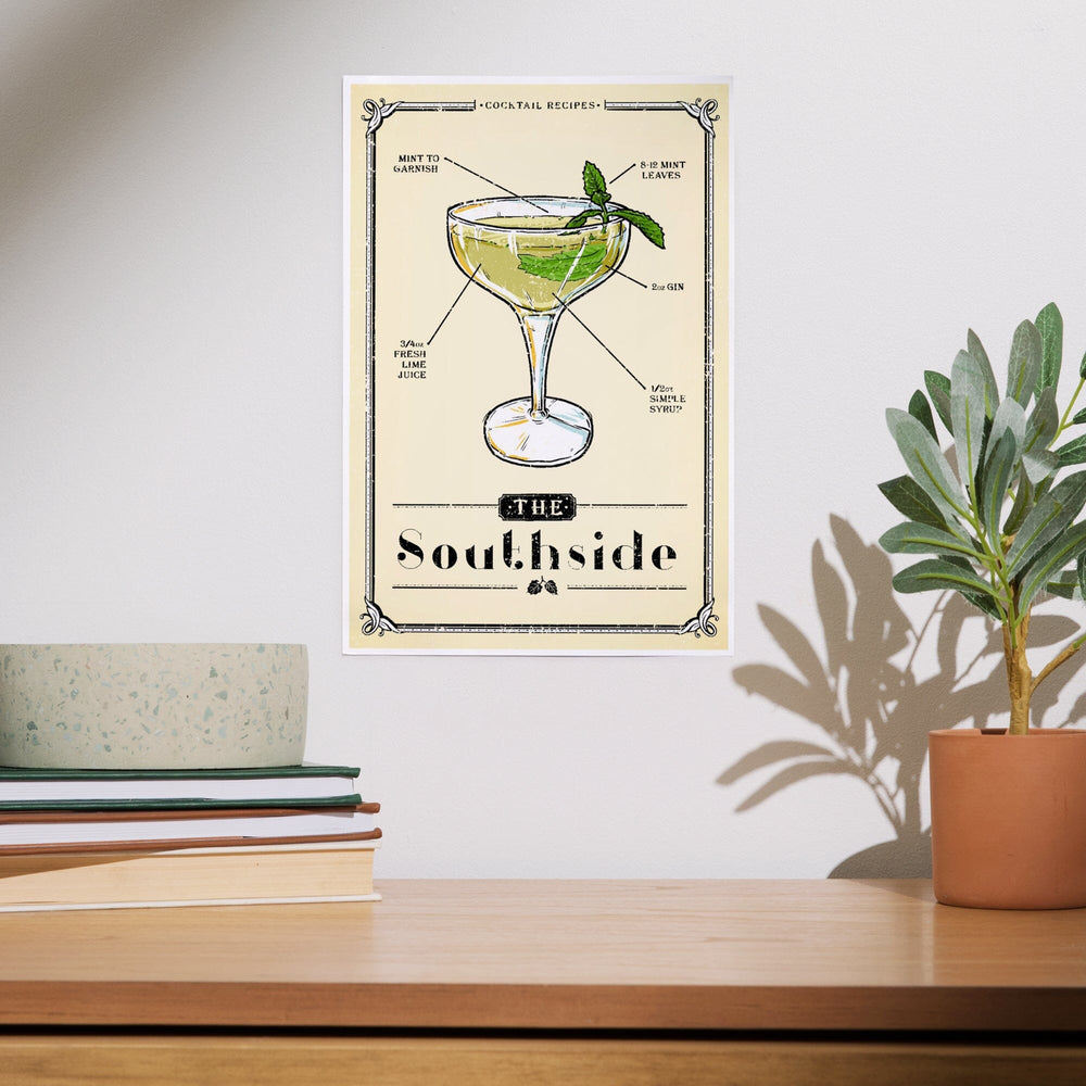 Prohibition, Cocktail Recipe, Southside, Art & Giclee Prints Art Lantern Press 