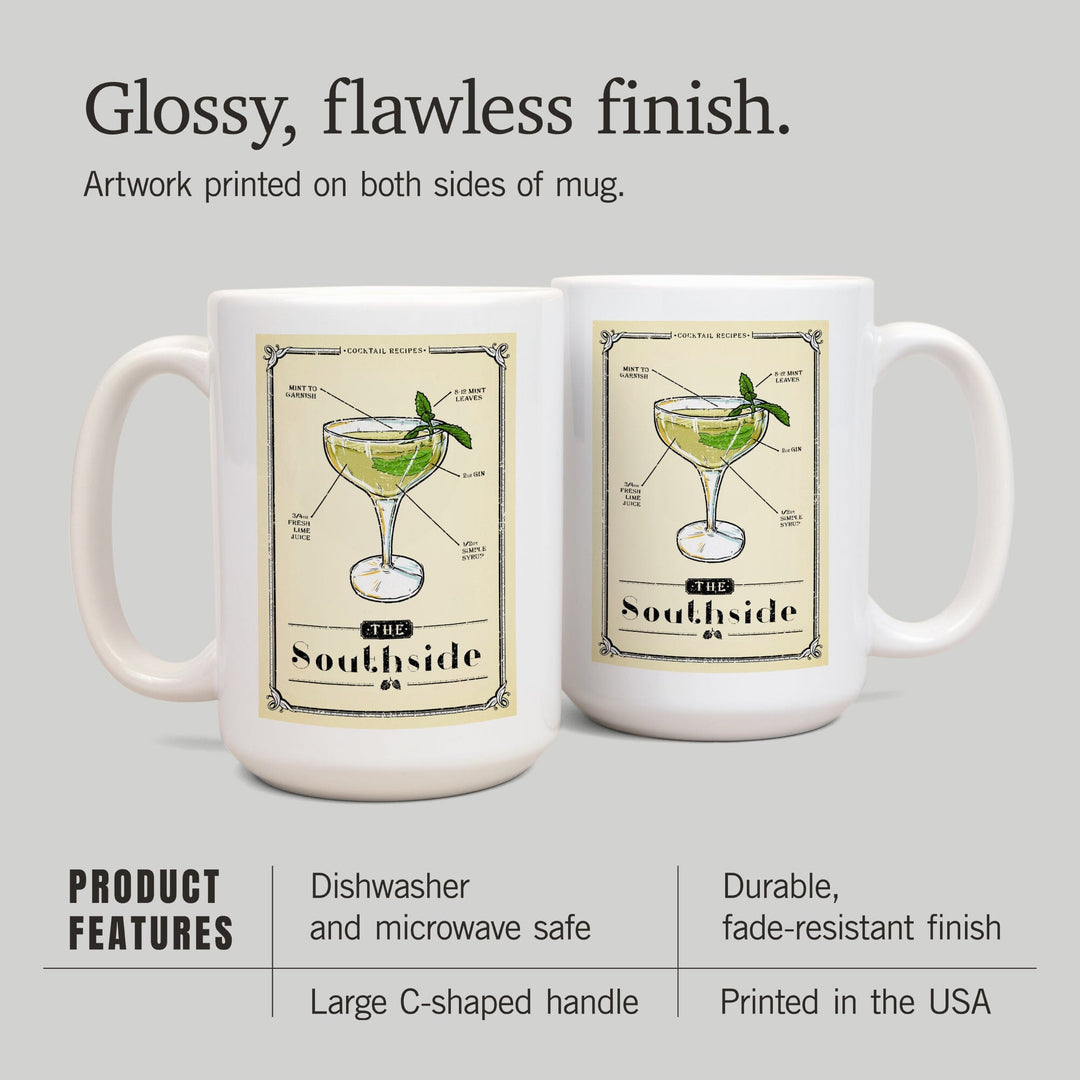 Prohibition, Cocktail Recipe, Southside, Lantern Press Artwork, Ceramic Mug Mugs Lantern Press 