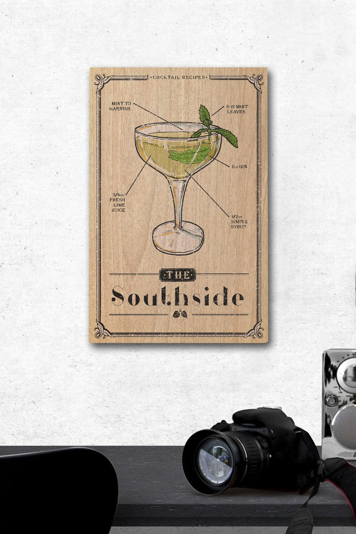 Prohibition, Cocktail Recipe, Southside, Lantern Press Artwork, Wood Signs and Postcards Wood Lantern Press 12 x 18 Wood Gallery Print 