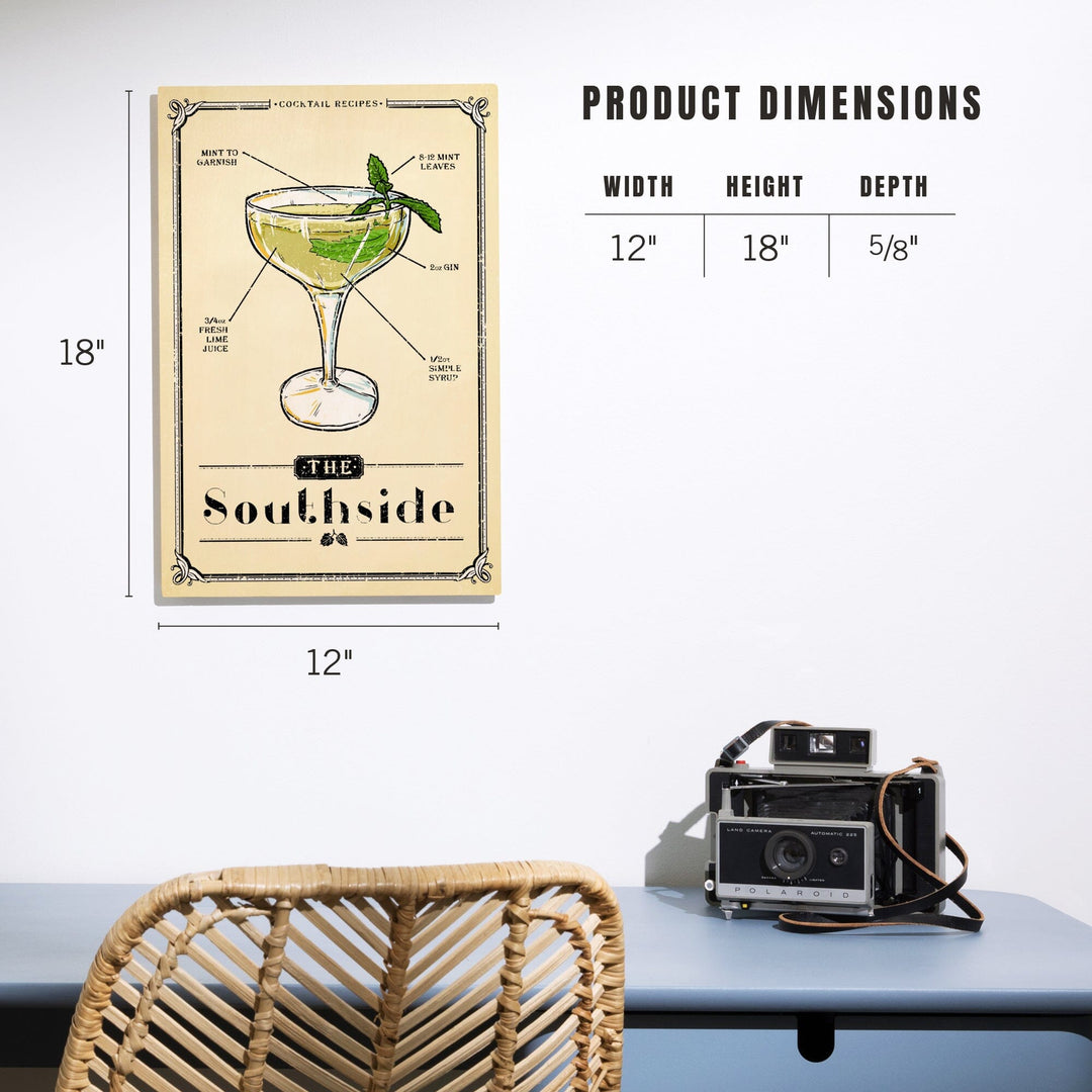 Prohibition, Cocktail Recipe, Southside, Lantern Press Artwork, Wood Signs and Postcards Wood Lantern Press 