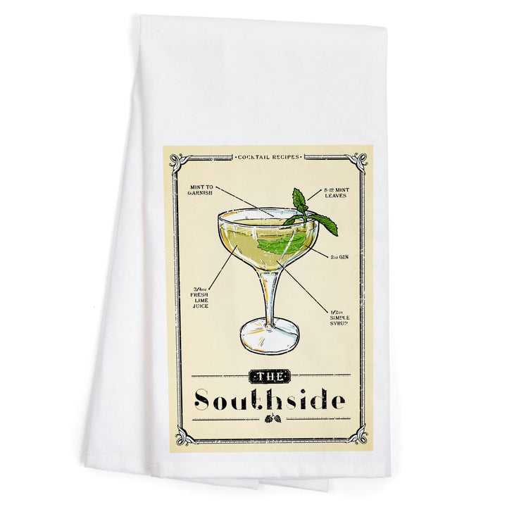 Prohibition, Cocktail Recipe, Southside, Organic Cotton Kitchen Tea Towels Kitchen Lantern Press 