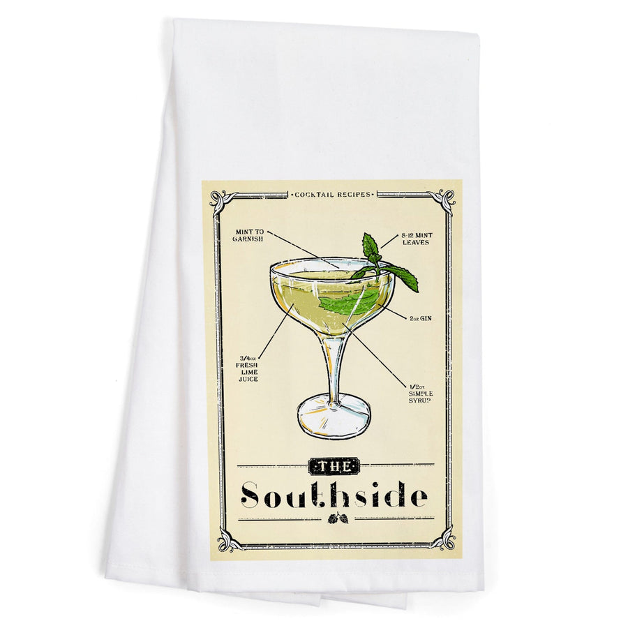 Prohibition, Cocktail Recipe, Southside, Organic Cotton Kitchen Tea Towels Kitchen Lantern Press 