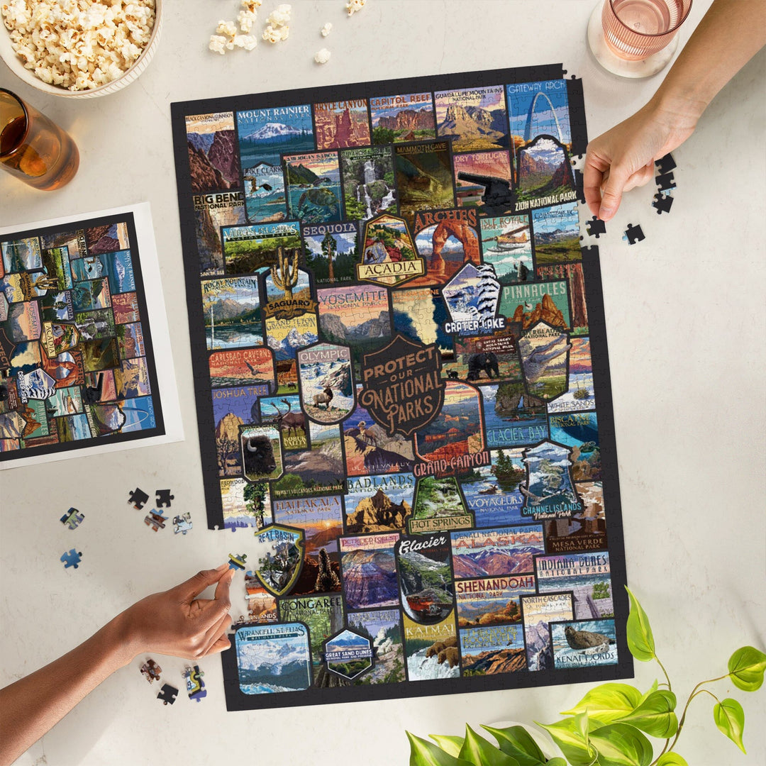 Protect Our National Parks, Collage, Jigsaw Puzzle Puzzle Lantern Press 