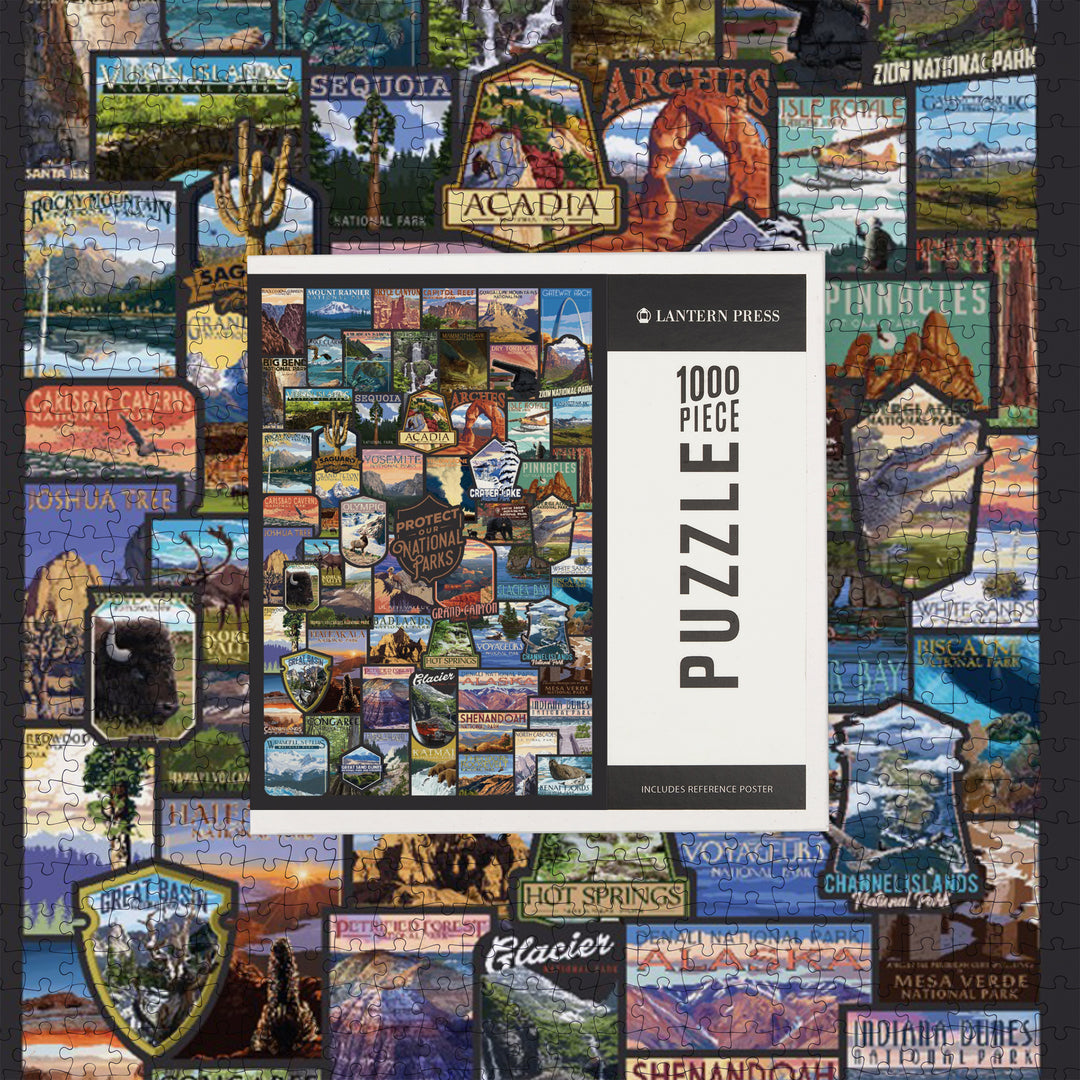 Protect Our National Parks, Collage, Jigsaw Puzzle Puzzle Lantern Press 