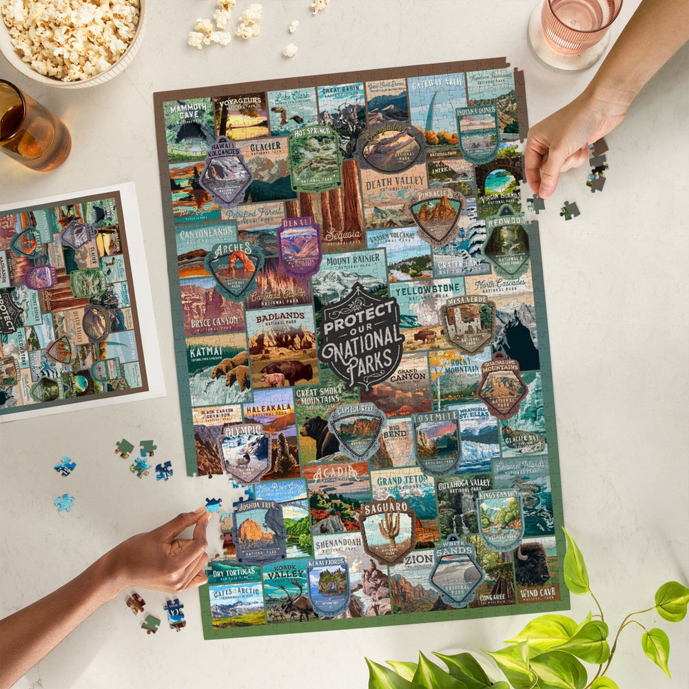Protect our National Parks Collection, Collage, Jigsaw Puzzle Puzzle Lantern Press 
