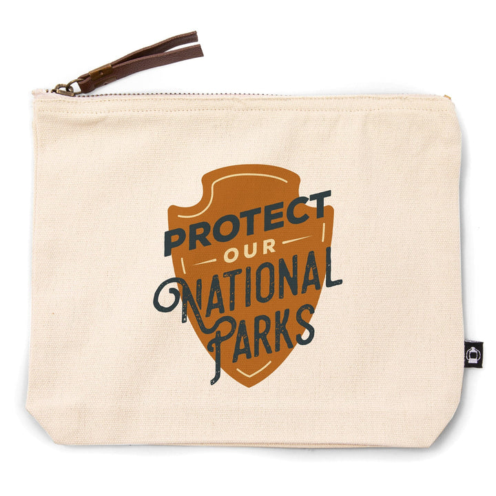 Protect Our National Parks,, Organic Cotton Zipper Pouch, Go Bag Go Bag Lantern Press 