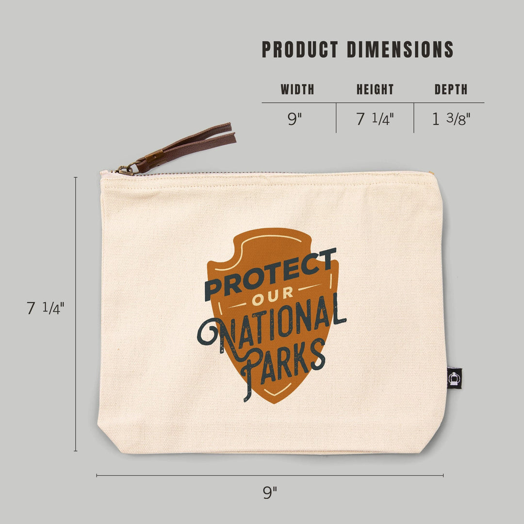 Protect Our National Parks,, Organic Cotton Zipper Pouch, Go Bag Go Bag Lantern Press 