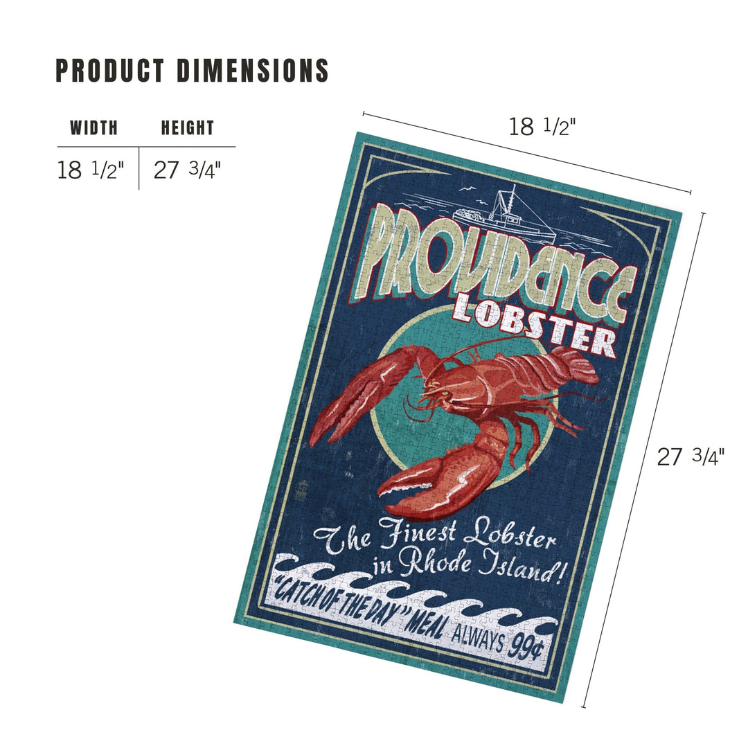 Providence, Rhode Island, Lobster Vintage Sign, Jigsaw Puzzle Puzzle Lantern Press 