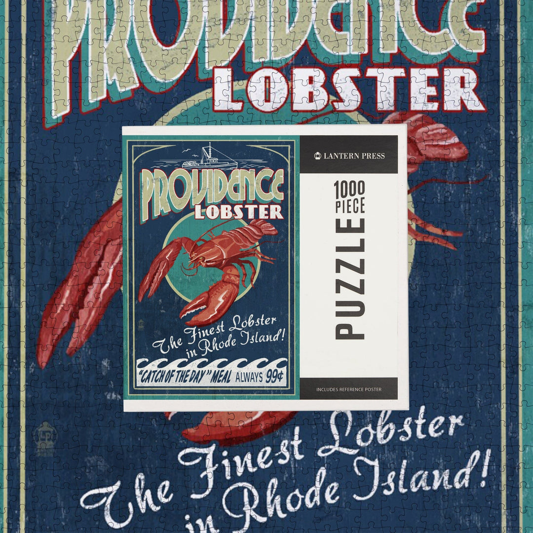 Providence, Rhode Island, Lobster Vintage Sign, Jigsaw Puzzle Puzzle Lantern Press 