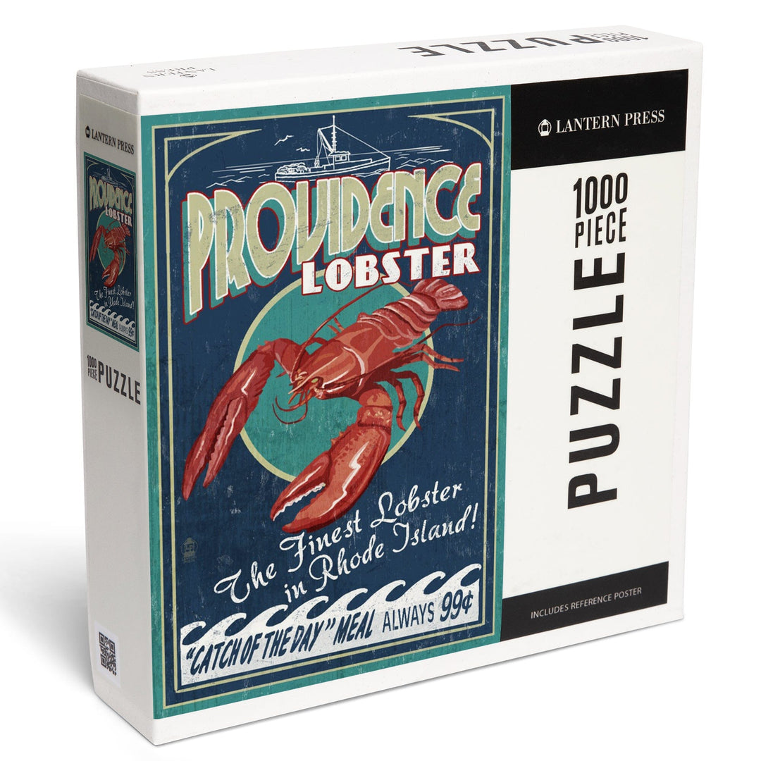 Providence, Rhode Island, Lobster Vintage Sign, Jigsaw Puzzle Puzzle Lantern Press 