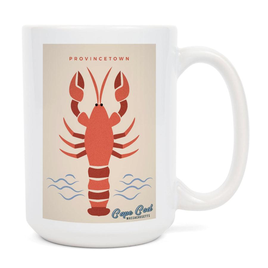 Provincetown, Cape Cod, Massachusetts, Lobster, Simple Color Block, Lantern Press Artwork, Ceramic Mug Mugs Lantern Press 