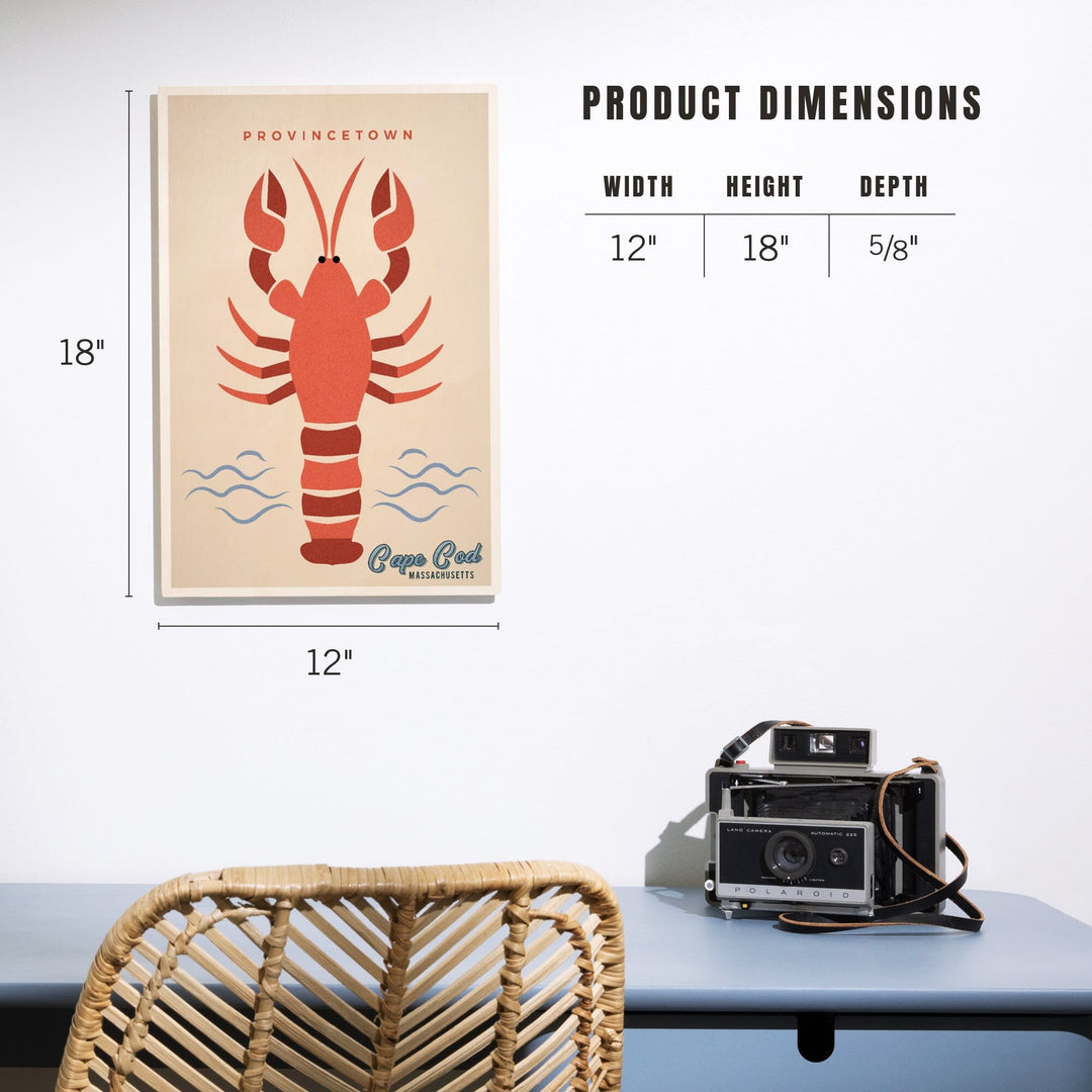 Provincetown, Cape Cod, Massachusetts, Lobster, Simple Color Block, Lantern Press Artwork, Wood Signs and Postcards Wood Lantern Press 